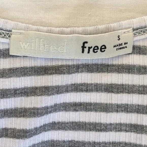 Aritzia Wilfred Free grey/white stripe bodysuit small - Picture 3 of 5